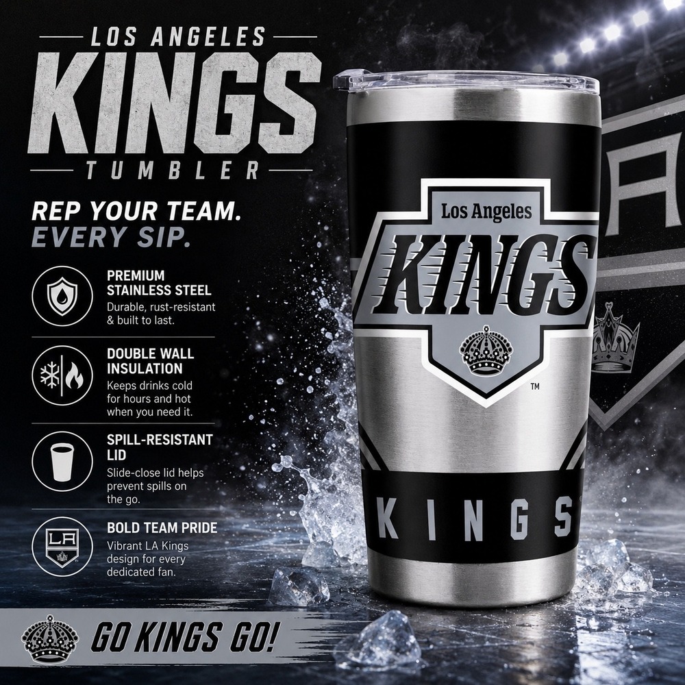 Los Angeles Kings NHL 20oz Stainless Steel Tumbler Rico STT7102 Black Silver NEW